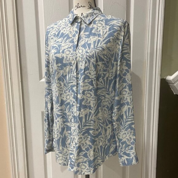 Tommy Bahama flora print sketched Woman Island trend blouse 100% Tercel  Size M - Picture 7 of 14